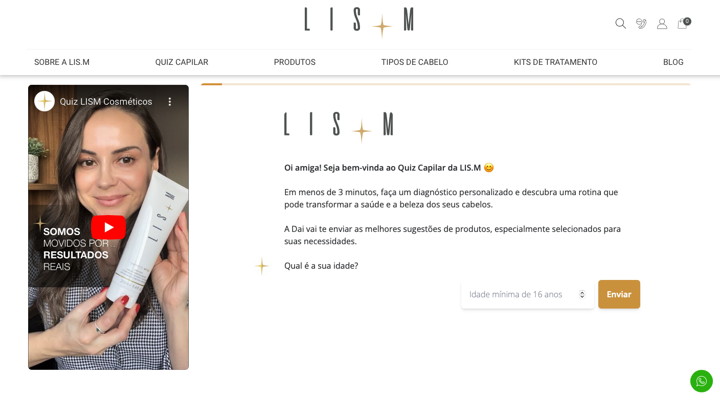 Chatbot do Zappy integrado ao e-commerce da LIS.M